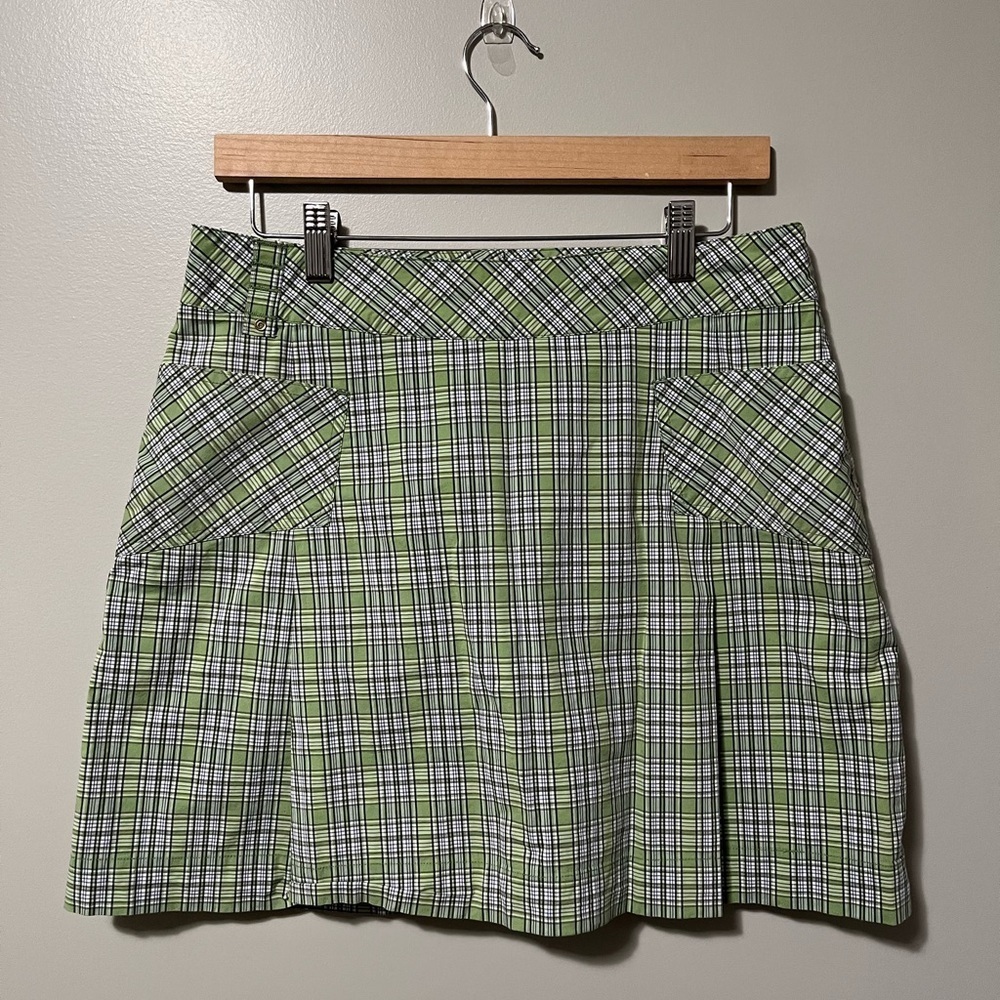 Lole Green Plaid Water Repellent Quick Dry Skort